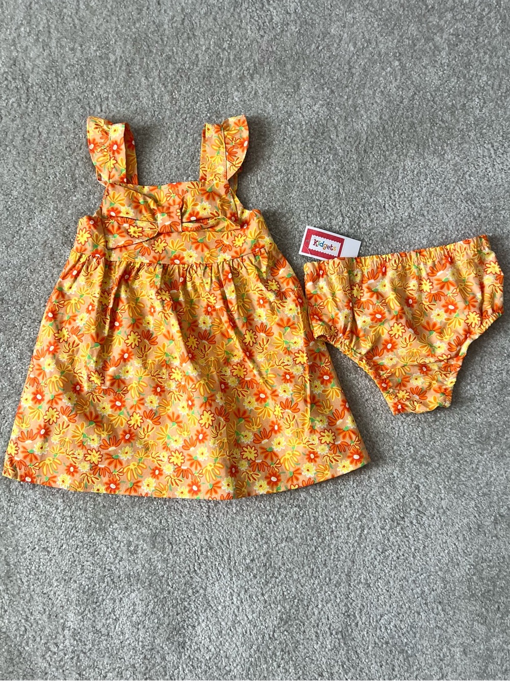 Yellow & Orange Floral Dress with Matching Bloomer